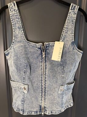 Evereve Light Denim Corset Tank in Denim Blue